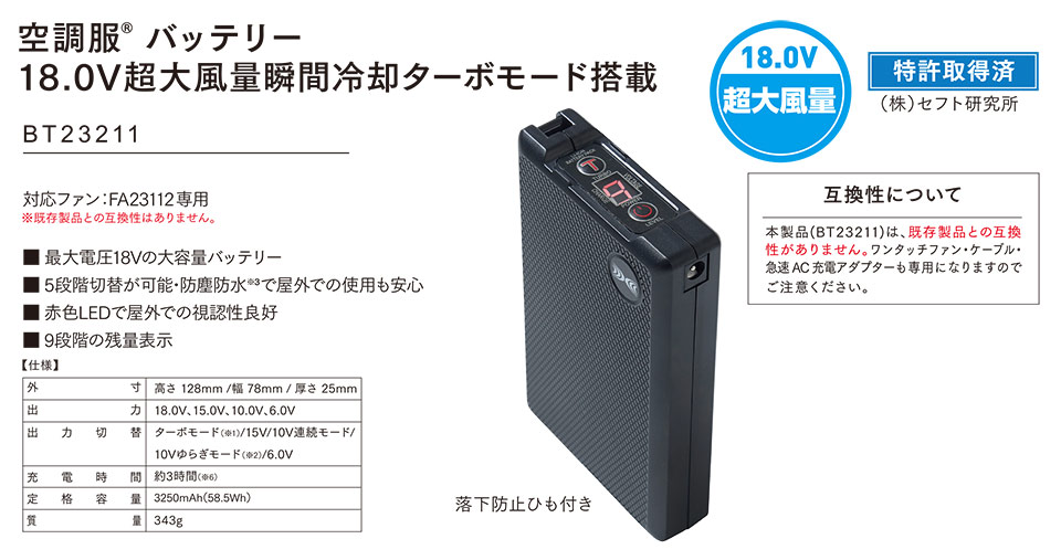 ���d���̍�ƕ�(�t�E��)�󒲕��I�v�V�����p�[�c�@BT23211/�󒲕��@�o�b�e���[�@18.0V���啗�ʏu�ԗ�p�^�[�{���[�h����