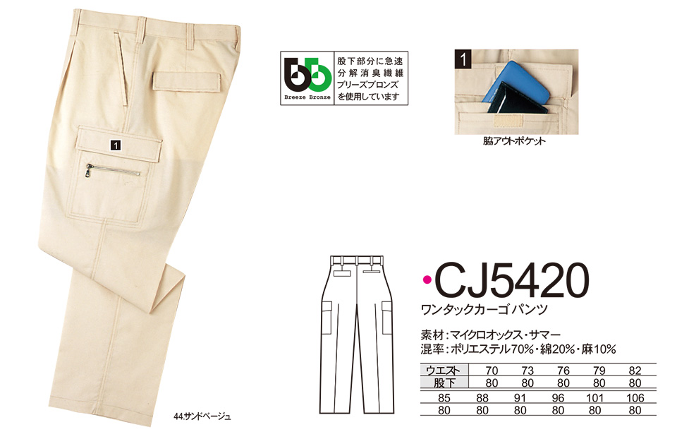 NAKATSUKA (中塚被服) 作業服 (ディスカウント商品) CJ5420/ワンタックカーゴパンツ NAKATSUKA (中塚被服) 作業服 (ディスカウント商品) CJ5420/ワンタックカーゴパンツ