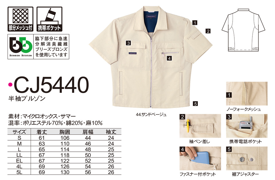 NAKATSUKA (中塚被服) 作業服 (ディスカウント商品) CJ5440/半袖ブルゾン NAKATSUKA (中塚被服) 作業服 (ディスカウント商品) CJ5440/半袖ブルゾン