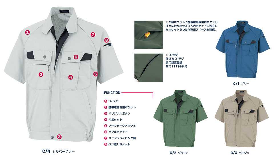 大川被服ユニフォーム ダイリキ作業服(春・夏) D1-18001/18001 半袖ブルゾン 大川被服ユニフォーム ダイリキ作業服(春・夏) D1-18001/18001 半袖ブルゾン