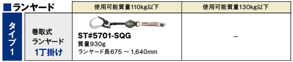 タニザワの墜落制止用器具 ランヤード