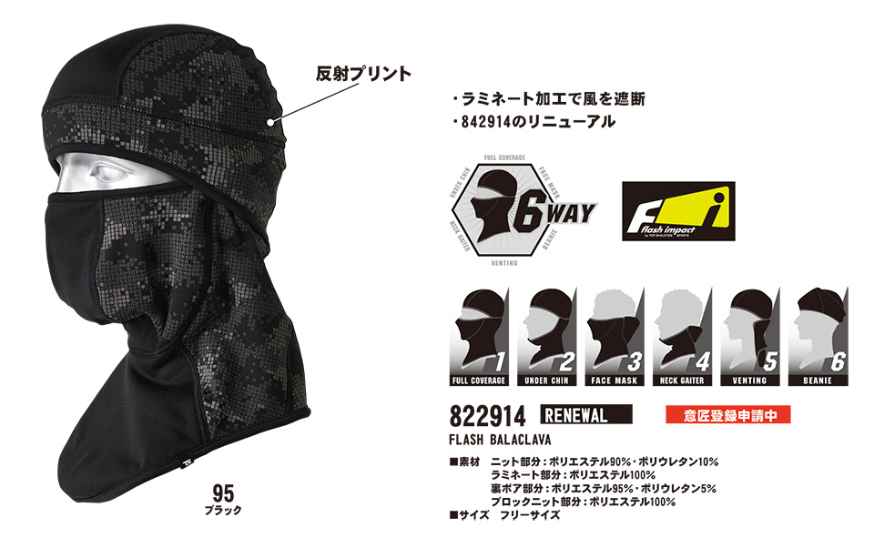 ���a�uTS-DESIGN�v��ƕ�(�H�E�~)���[�N�E�F�A 822914/FLASH BALACLAVA