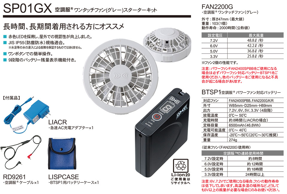 �W�[�׃b�N�̍�ƕ�(�t�E��)�󒲕��A�N�Z�T���[�@SP01BX/�����^�b�`�t�@��(�O���[)�X�^�[�^�[�L�b�g